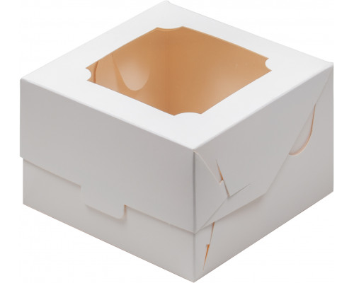 Коробка для бенто-торта с окном 120*120*80 белая купить в Нижнем Новгороде в Упакофф